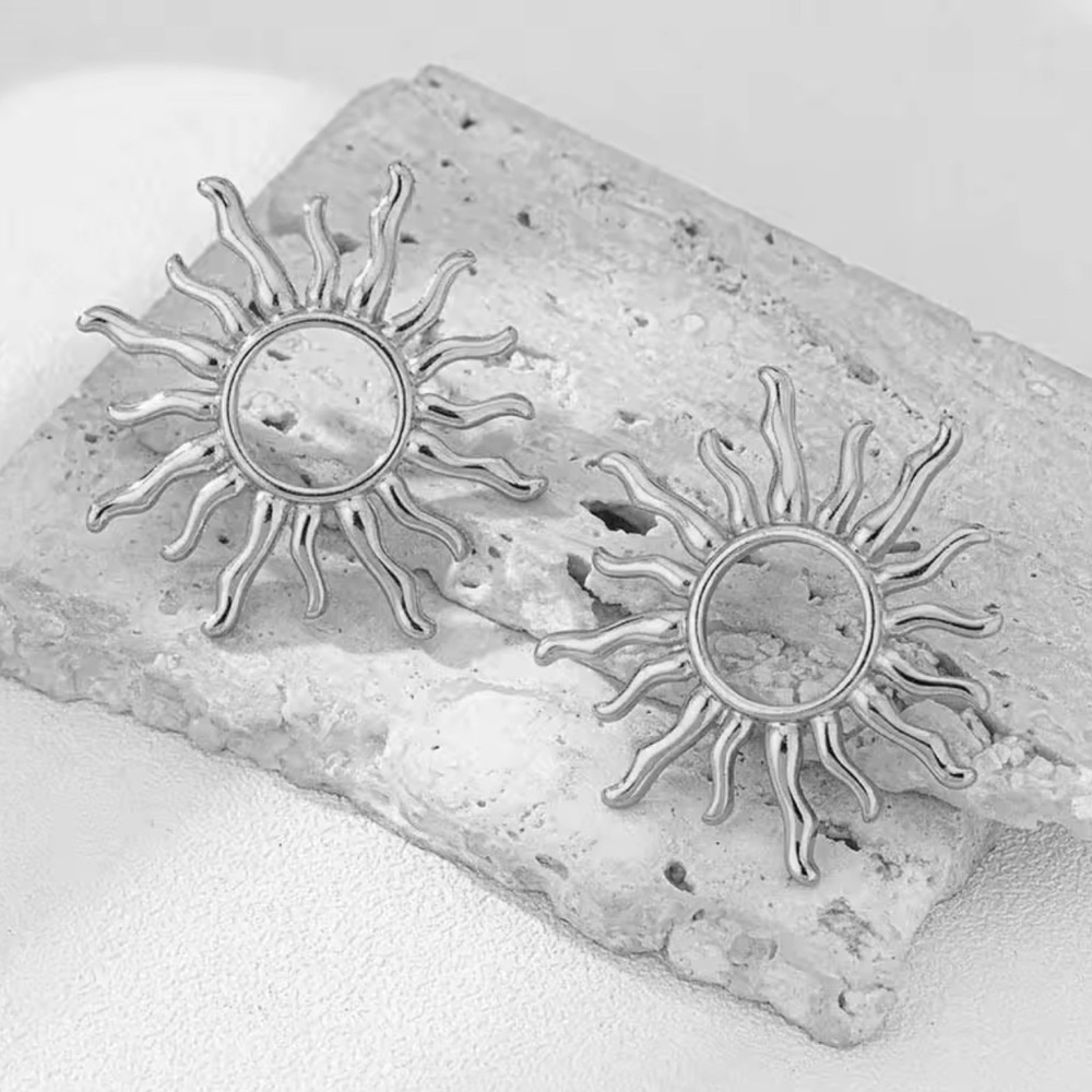 Silver Sunburst Earrings